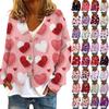 Women's Fashion Short Jacket Casual Long Sleeve Valentine's Day Printed Single Breasted Plush Top