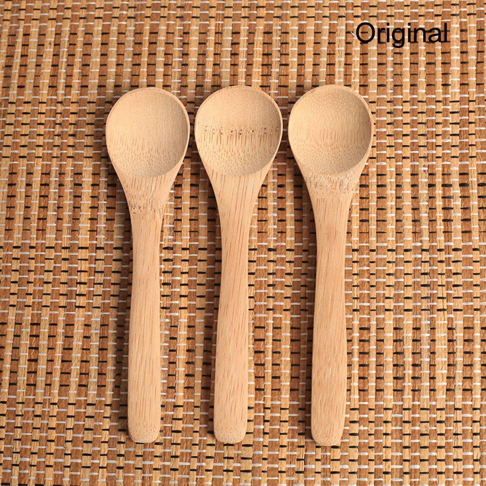 3 Pc Cutlery Soup Tea Cooking Utensil Jam Scoop Bamboo Spoon Wooden Round