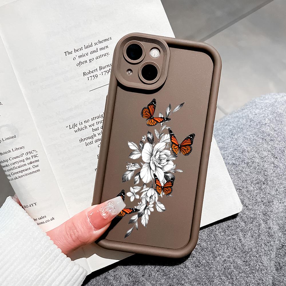 Для iPhone 16 15 14 13 12 11 Pro Max XS Max XR X SE 8 7 цветов бабочка узор мягкий силиконовый полный объектив защитный чехол для телефона