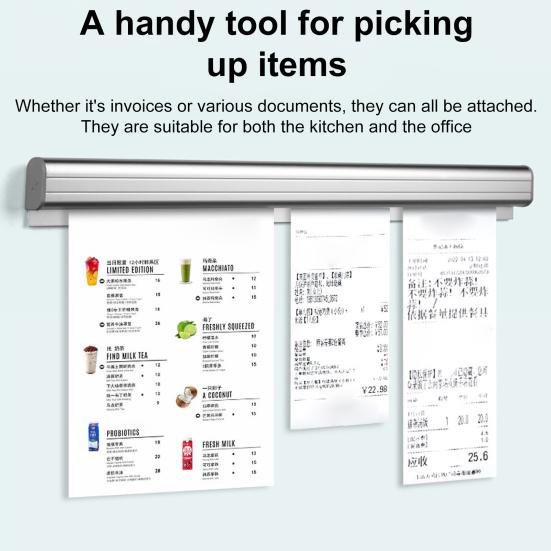 Алюминиевая настенная стойка для чеков с держателем для ручки и держателем для счетов, билетов, квитанций, заметок, зажим-держатель, органайзер заказов для ресторана