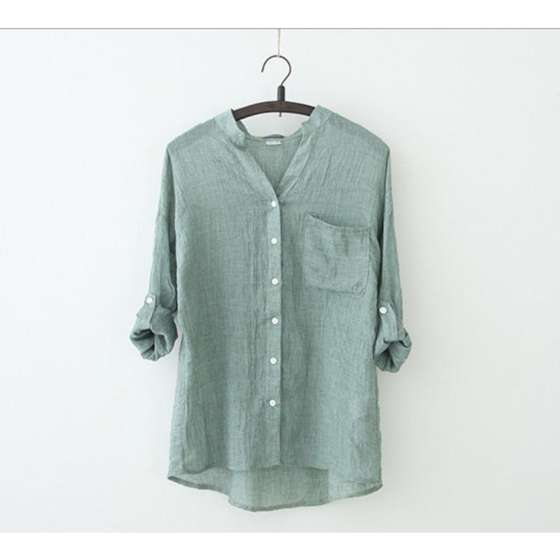 YYFS Женская мода, повседневные весенне-осенние однотонные рубашки-поло с длинным рукавом и принтом, блузки и рубашки