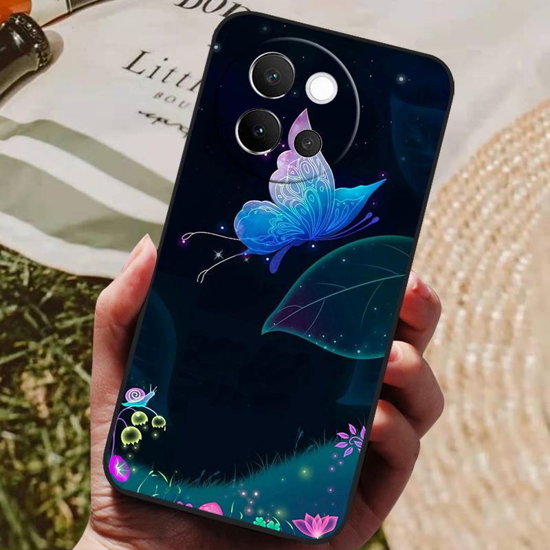 Чехол для VIVO V40 Lite 5G Мягкая силиконовая накладка Черный бампер ТПУ Для чехлов на телефон Vivo V40 Lite 5G V40Lite Ударопрочные задние крышки