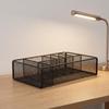 Iron Metal Desk Organizer Hollow Mesh Office Storage Basket Stationery Storage Box  Desktop Use