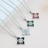Fashion Shiny Rhinestone Four-Leaf Clover Necklace Simple Hundred Matching Collarbone Chain High-Grade Luxury Ladies Necklace