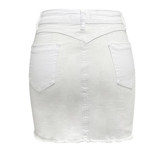 Женская джинсовая юбка с высокой талией, пуговицами и карманами, дизайн на бедрах