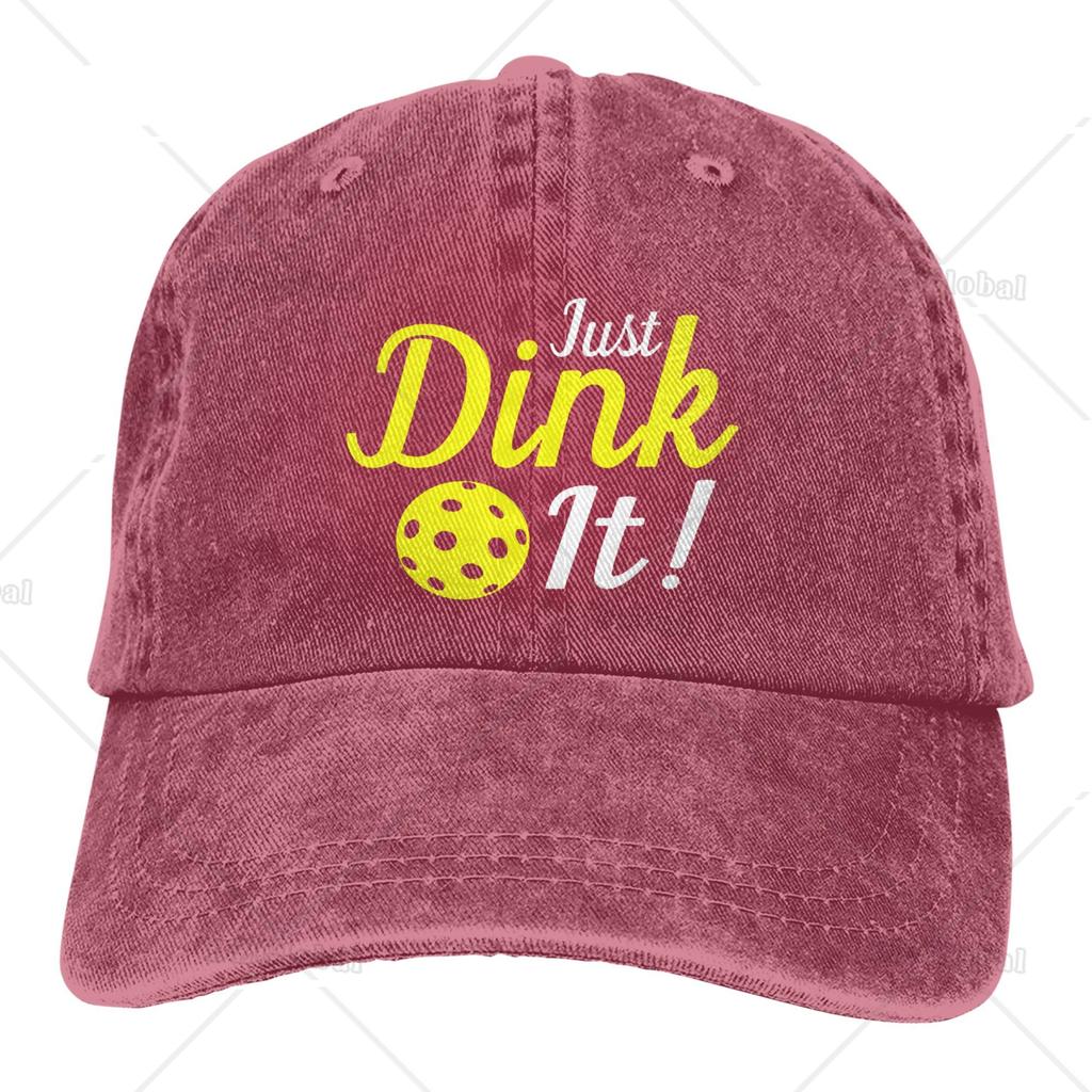 Pickleball Just Dink It Print Baseball Cap for Men Women Adjustable Pickle Ball Hat Unisex Casual Denim Cap