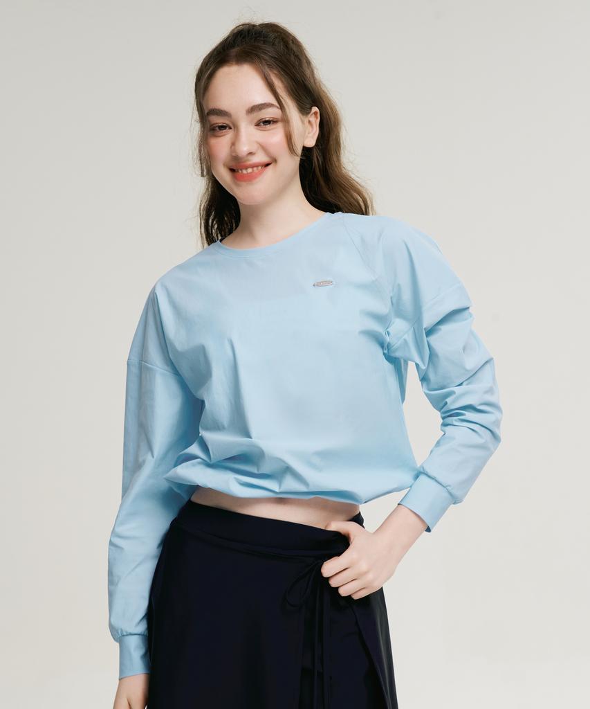Leijibi Air Pastel Струна Свободный крой Женская с длинным рукавом Защита от солнца Небесно-голубой