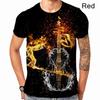 Electric Guitar 3D Digital Printed Men's Casual Short Sleeved T-shirt Man