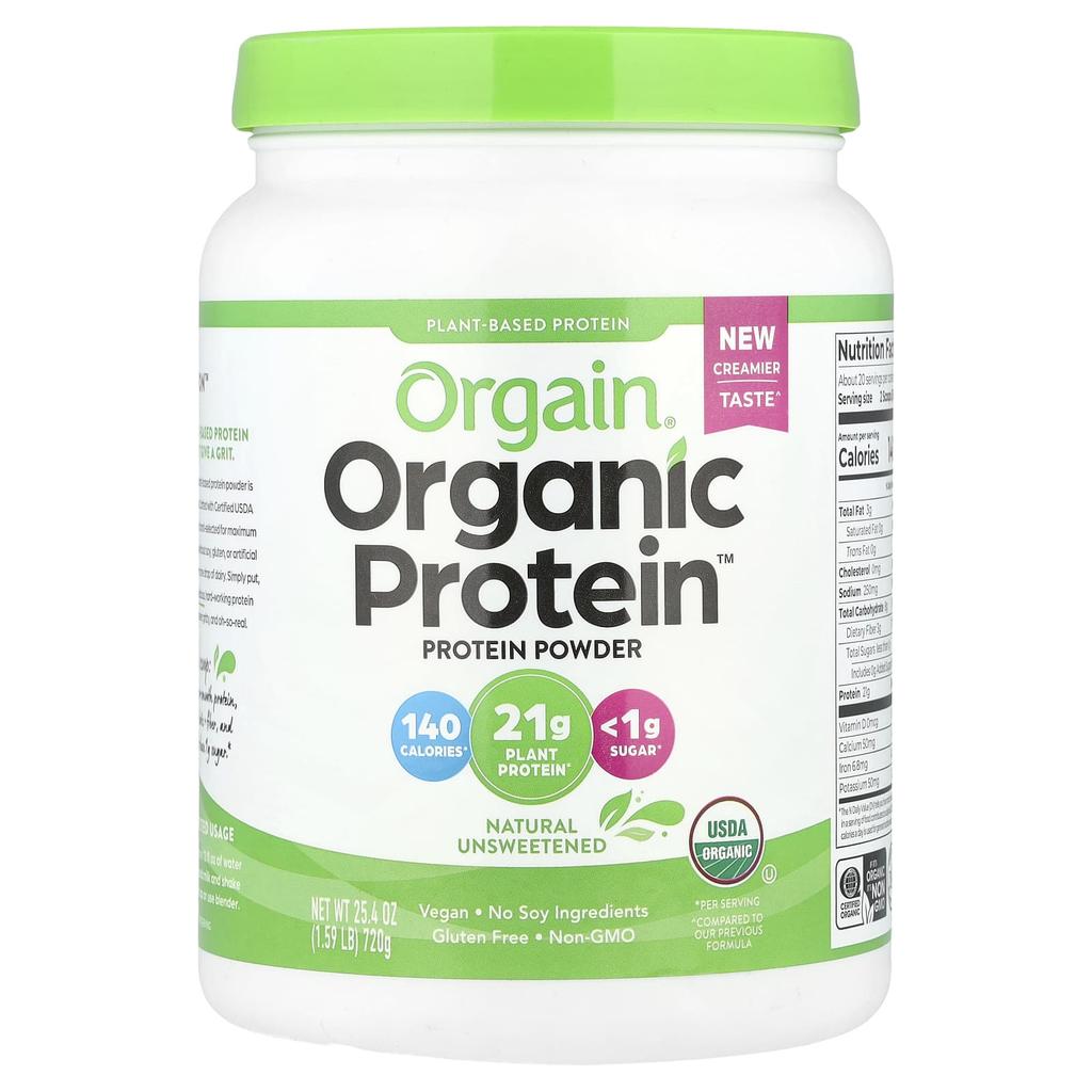 Organic Protein Powder, Vegan, Naturally Unsweetened, 720G (1.59Lb)