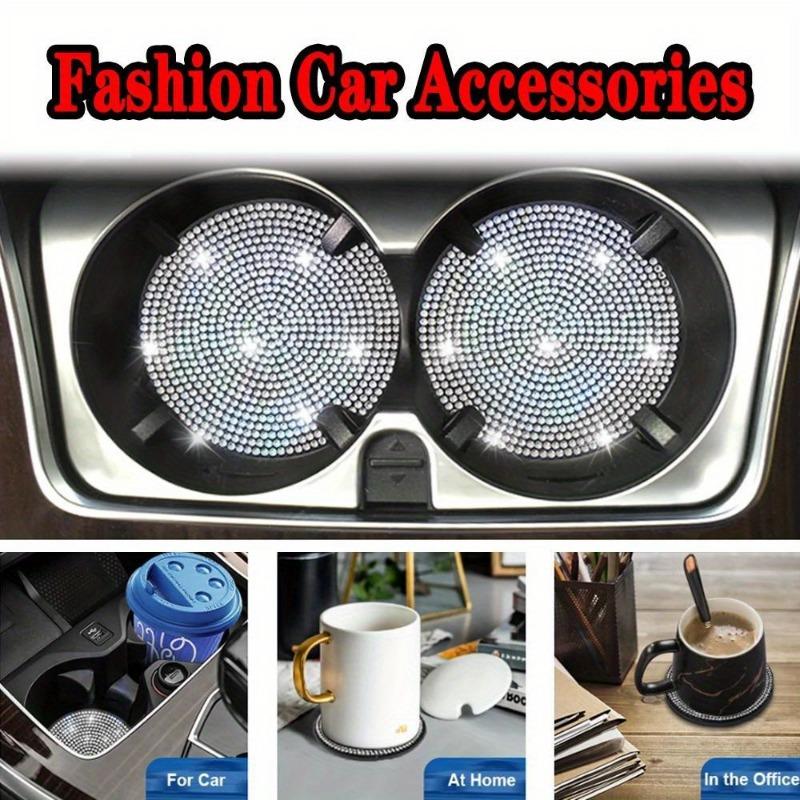 Diamond Car Coaster Water Cup Slot Non-Slip Mat Silica Gel Pad Cup Holder Mat Gadget Bling Waterproof Car Interior Accessories