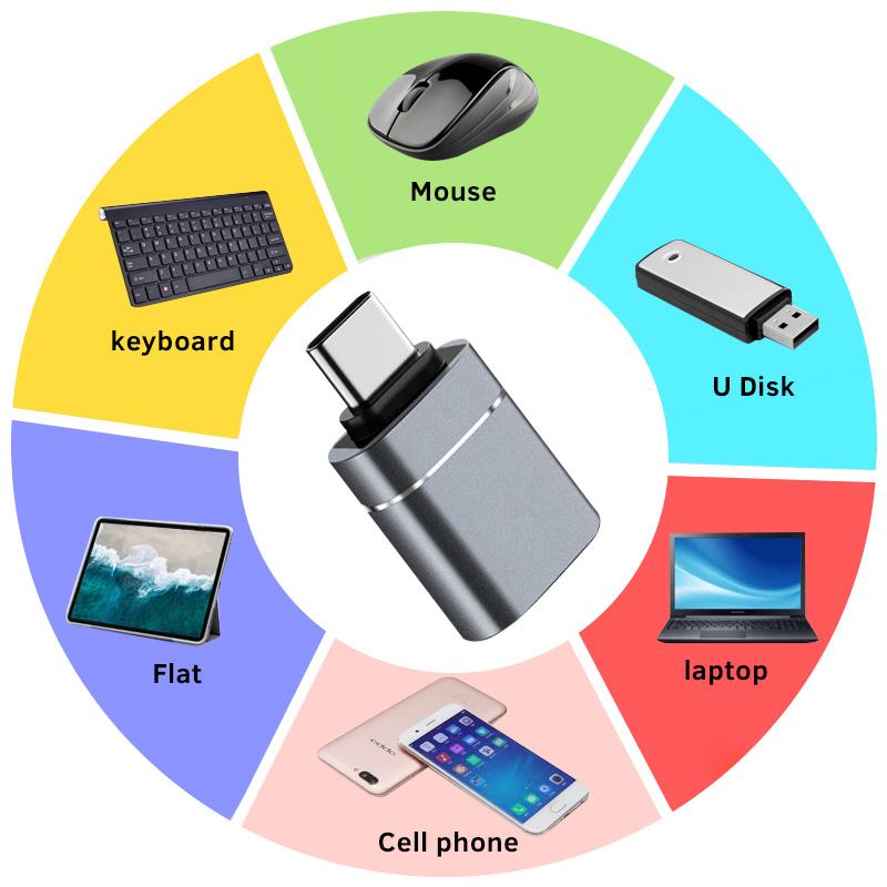 FONKEN Адаптер OTG типа C-USB C 3,0 USB-C «папа-гнездо» USB-кабель-конвертер для флэш-накопителя Macbook, разъем USB3 для мыши и телефона