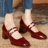 Fashion Designer Spring Patent Leather Women Mary Jane Shoes Fashion Shallow Square Toe Pumps Casual Dress Low Heel Shoes