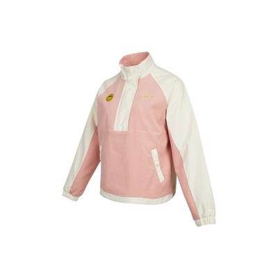 Женская куртка Neo X Smiley Collaboration Color Block Printed Retro Sports Stand Wool Jacket Pink H58043