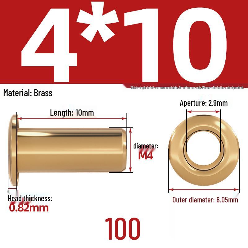 Pure Brass Hollow Rivets & Copper Eyelets Fasteners M1.3–M5