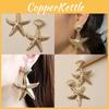 Shell Gold Fashionable Starfish Design Women Metal Earrings For Summer Beach