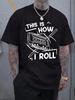 Retro Cassette Tape Graphic T-shirt with "This Is How I Roll" Slogan - Light Grey Regular Fit Short Sleeve Tee for Summer Casual Wear