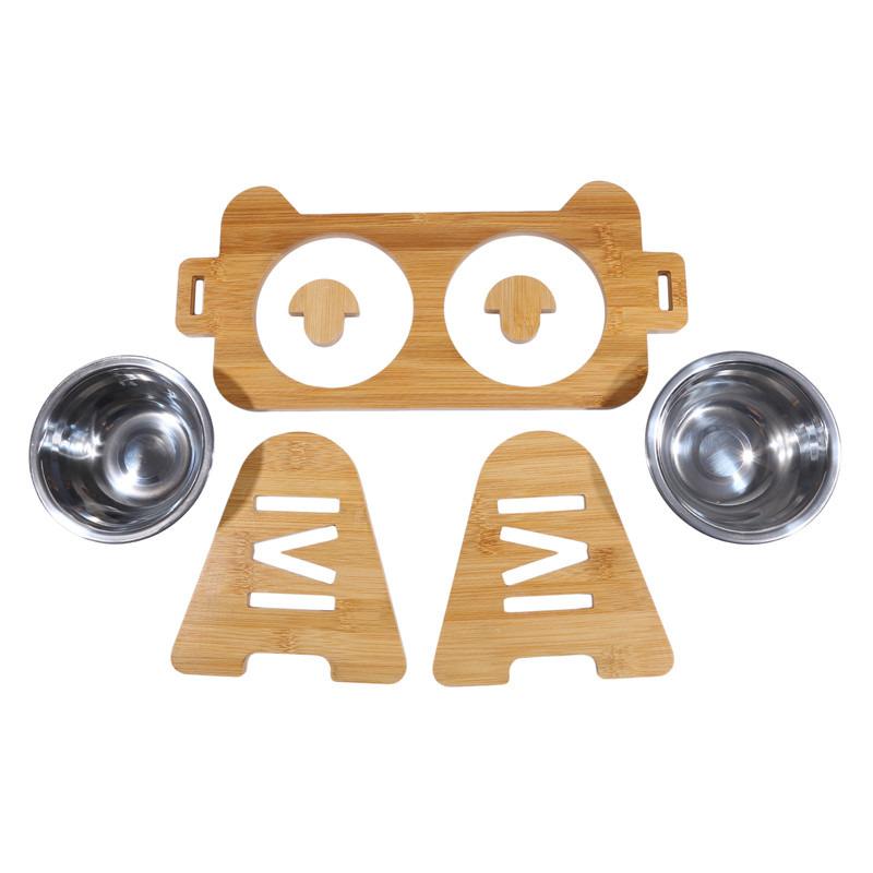Бамбуковые высокие миски для собак с подставкой, регулируемые высокие миски для корма для щенков и кошек, держатель для воды, кормушка для кроликов для мелких и средних домашних животных с