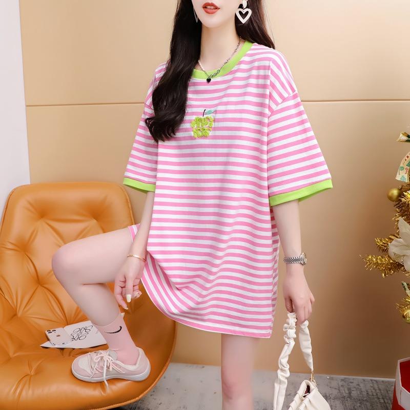 Женская футболка Dopamine с короткими рукавами, летняя вышивка, пэчворк, темперамент со свободным верхом