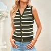 Spring and Summer Women's Casual Contrasting Color Cardigan Sweater Vest
