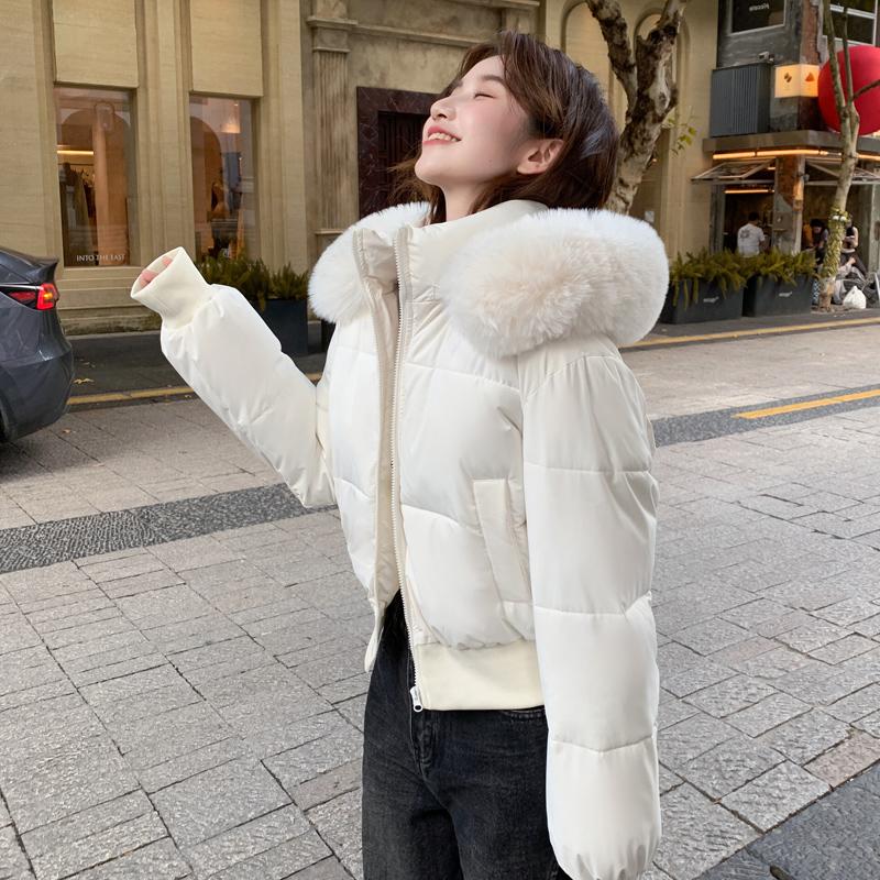 Autumn Winter Thicken Warm Parka Women Casual Solid Color Big Pocket Loose Short Hooded Coat Jackets Outwear