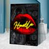 Hustle сексуальные красные губы деньги доллар муар фон художественный эстетический постер современное украшение для гостиной холст картина картина (с рамкой)