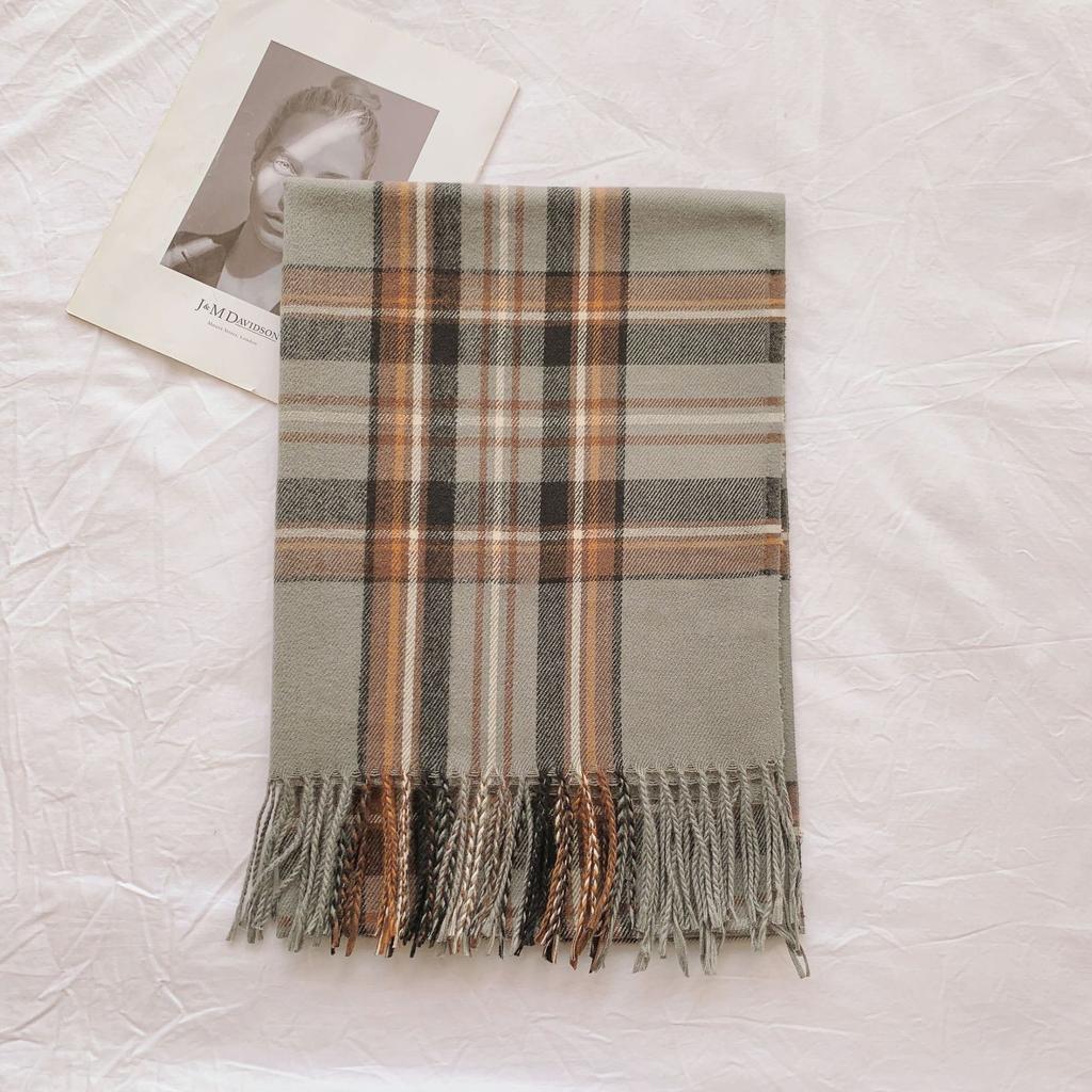 2024 New Autumn And Winter Tassel Plaid Shawl Scarf With Feminine Temperament, Medium To Long, Thick And Warm Imitation Cashmere Scarf