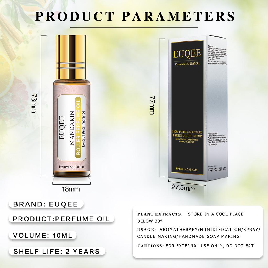 10 мл парфюмерное масло EUQEE Roller для увлажнителя, ароматы, косметический уход за кожей, очиститель воздуха, пармский фиолетовый угол, кокосовое и ванильное цветочное эфирное масло