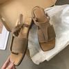 Fashion Roman shoes summer 2025 new toe flat retro versatile casual wear one word with buckle sandals