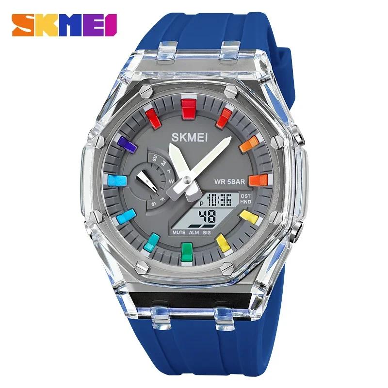 SKMEI Color Digital Watch for Men 50M Waterproof Electronic Women Shockproof Quartz Wristwatches Sports Clock Reloj Hombre 2100