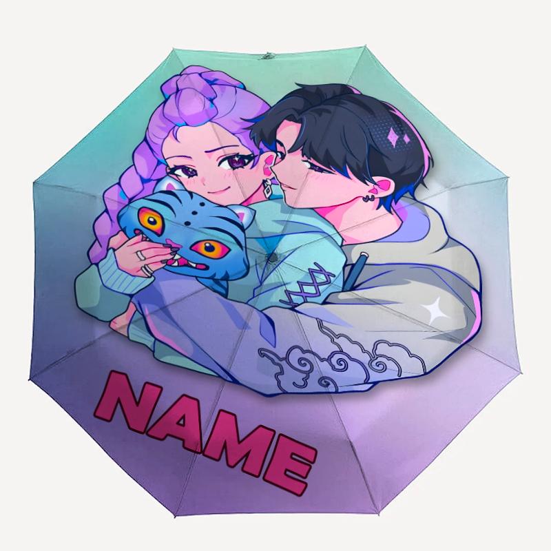 Personalized Name K-KPop Demon Hunters Print Umbrella - Automatic Open/Close, Eight-Rib Durable Frame, Automatic Folding Umbrella