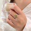S925 Silver Ring Feminine Natural Topaz Crystal Stone Bramble Clover Adjustable Ring