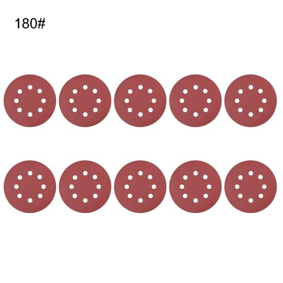 10 шт., 125 мм, 8 отверстий, круглая форма, шлифовальные шлифовальные диски, крючок, петля, наждачная бумага