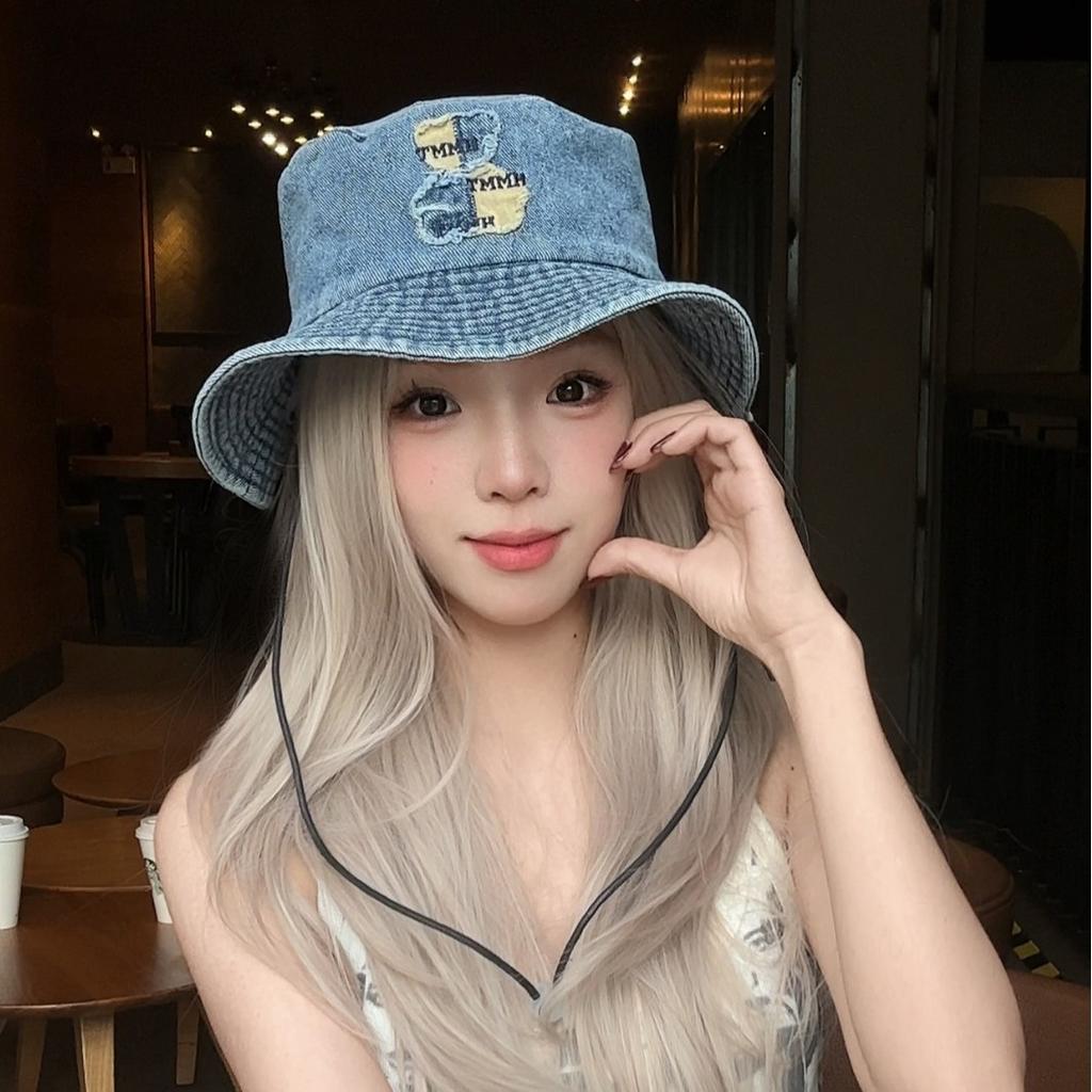 Уличная шляпа-ведро из денима с эффектом потертости от медведя, женская весенне-летняя шляпа с большими полями, солнцезащитная шляпа с большой окружностью головы и маленьким лицом
