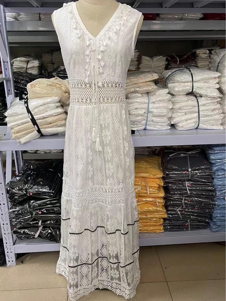 2023 Summer Bohemian Lace Splicing Maxi Dress for Women