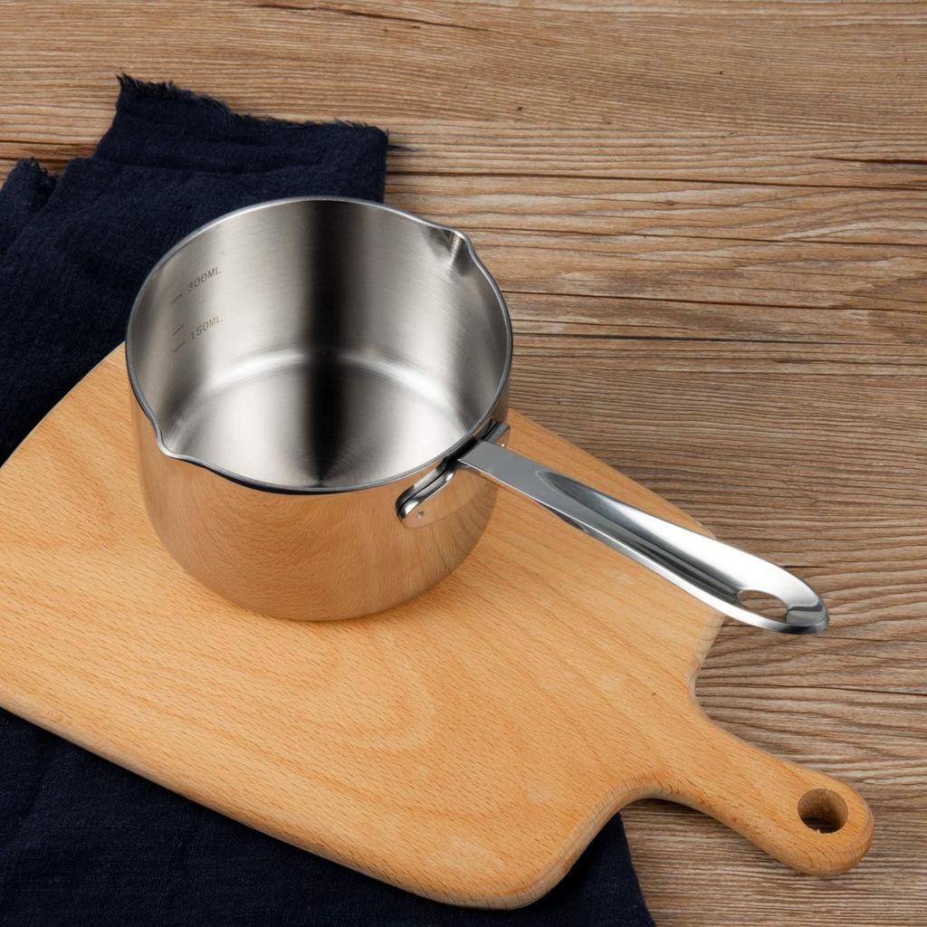 IMEEA Молочник из нержавеющей стали Индукционный Мини Молочник Серебряный Ковш, Соусник, Сталь 18-10, Совместимый, 450 мл, Кастрюля,