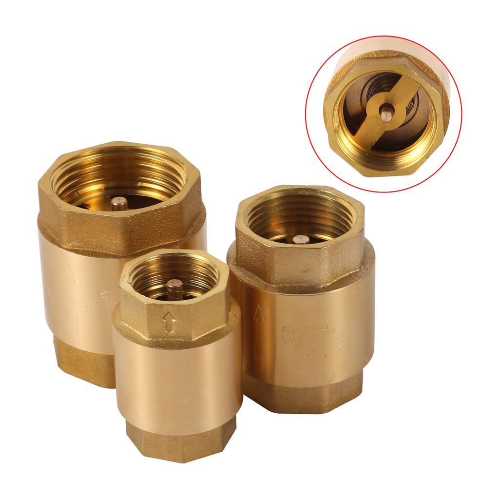 1Pc 1/2” 3/4”1” Female Thread NPT Brass Thread In-Line Spring Check Valve One-Way Anti Backflow Valve Water Control Float Valve