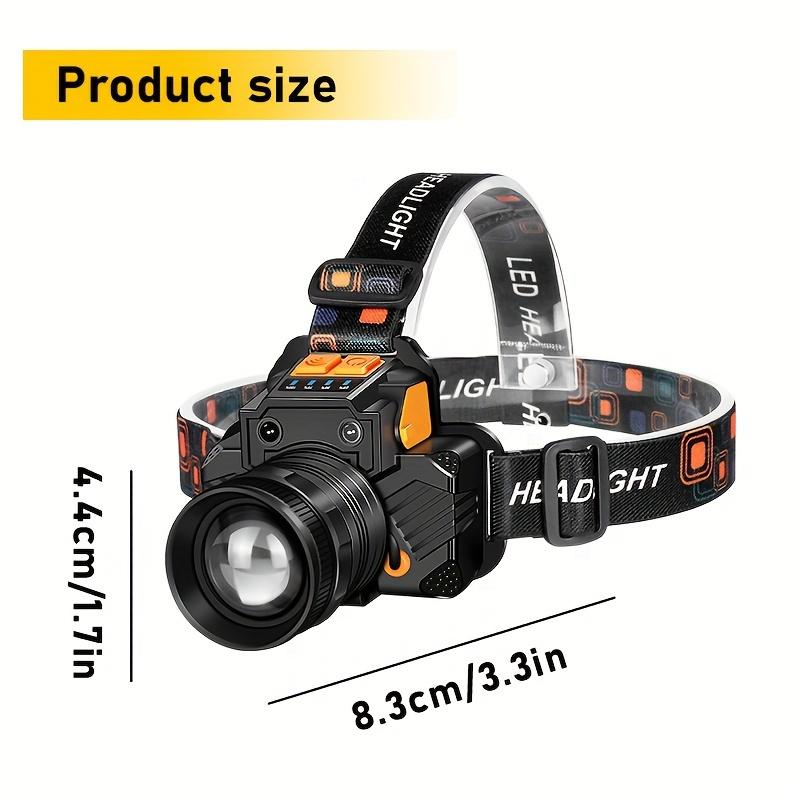 Перезаряжаемые светодиодные налобные фонари 3 режима освещения регулируемое фокусное расстояние USB подходят для кемпинга, охоты, рыбалки, пеших прогулок и исследования на открытом воздухе