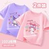 2 шт./упак. Летняя детская одежда для девочек Sanrio Детские футболки с принтом Куроми, короткий рукав, детский хлопковый, мультяшный, дышащий, мягкий топ