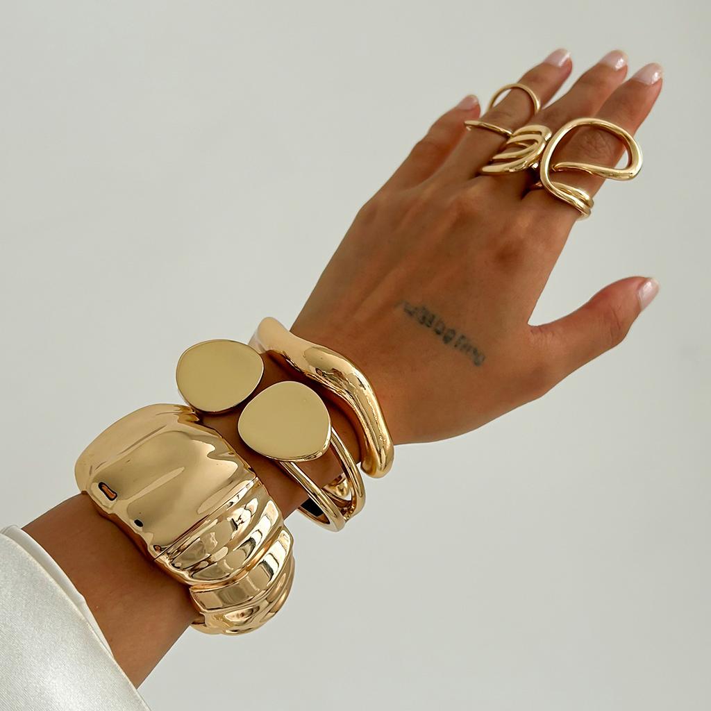 Fashion Hot-selling Versatile Irregular Bracelet, Personality Exaggerated Ancient Wrinkled Smooth Open Bracelet Bracelet