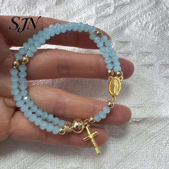 Rosary Bead Wristband Bracelet Magnetic Closure Handmade Christian Prayer Beads Daily Lightweight Easy to Wear Spiritual Jewelry Gift