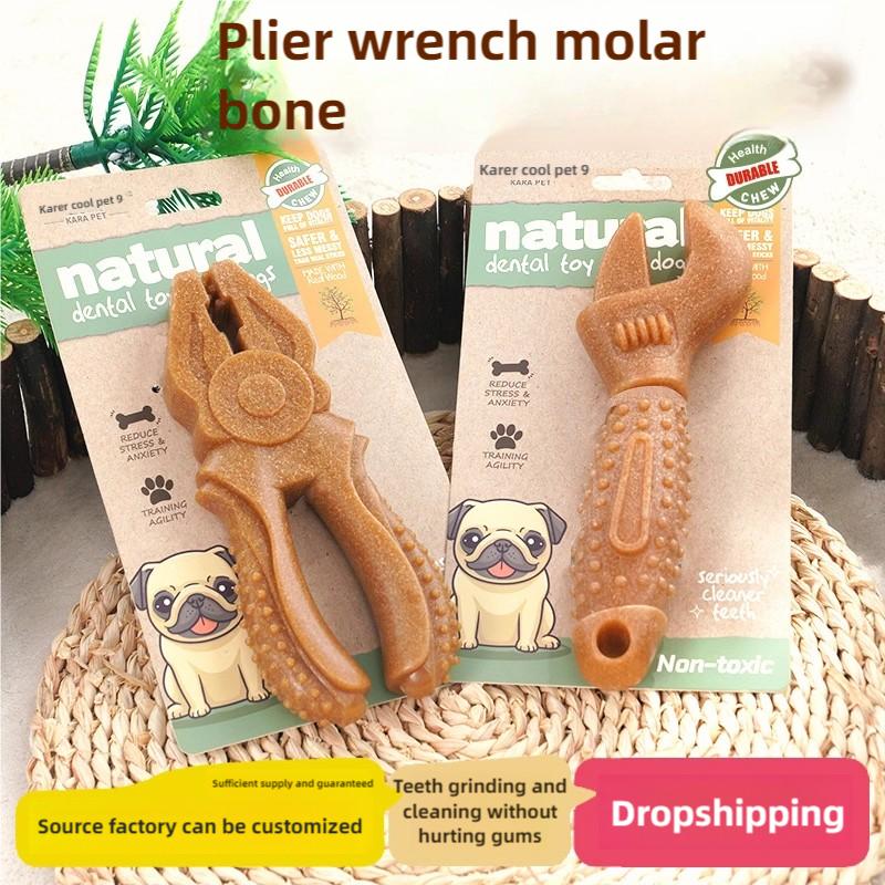 High Quality Wood Blend Brush Shape Chew Toys Baking Soda Compressed Dog Chew Toy with Eco-Friendly Pliers Design Reinforced