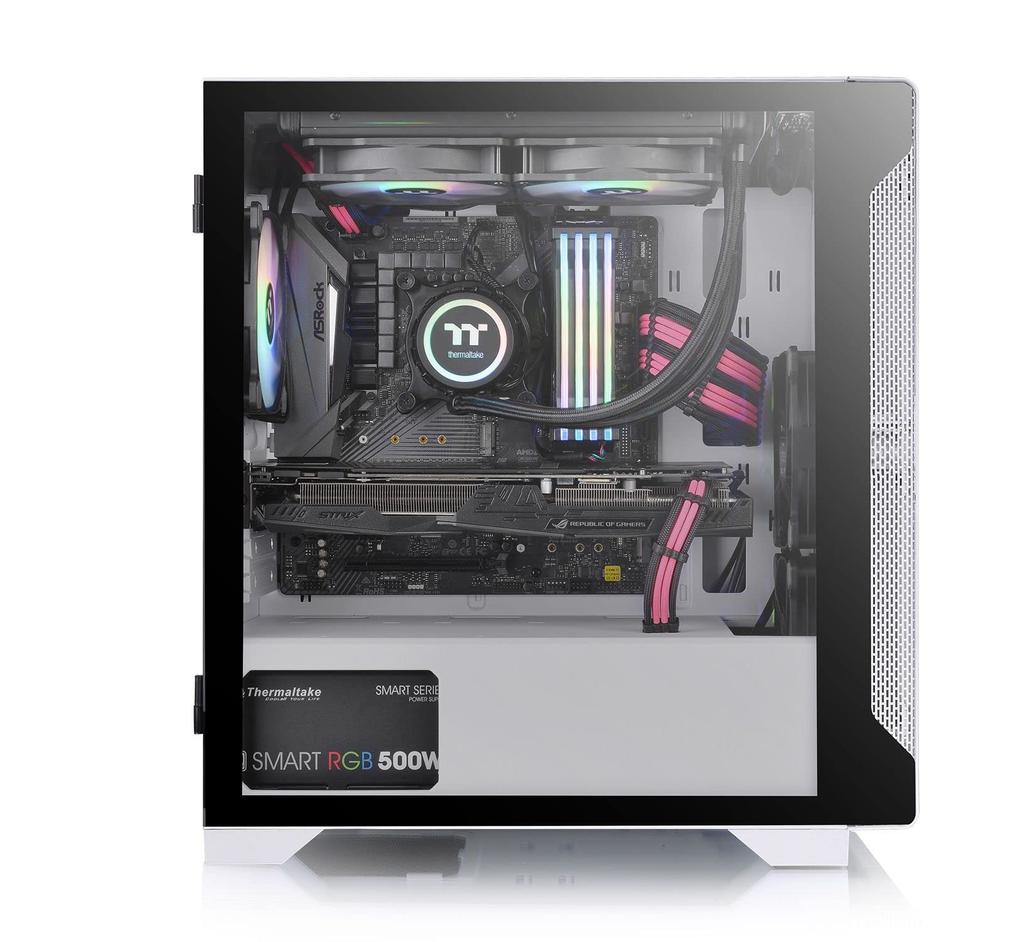 Корпус для ПК Thermaltake S100 TG Snow Edition из закаленного стекла Mini Tower, белый, с панелью-распашкой CS7886 CA-1Q9-00S6WN-00