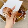 Luxury Fashion Oversized Rimless Sunglasses Women Fashion Brand Designer Big Frame Diamond Square Sun Glasses for Female Lentes