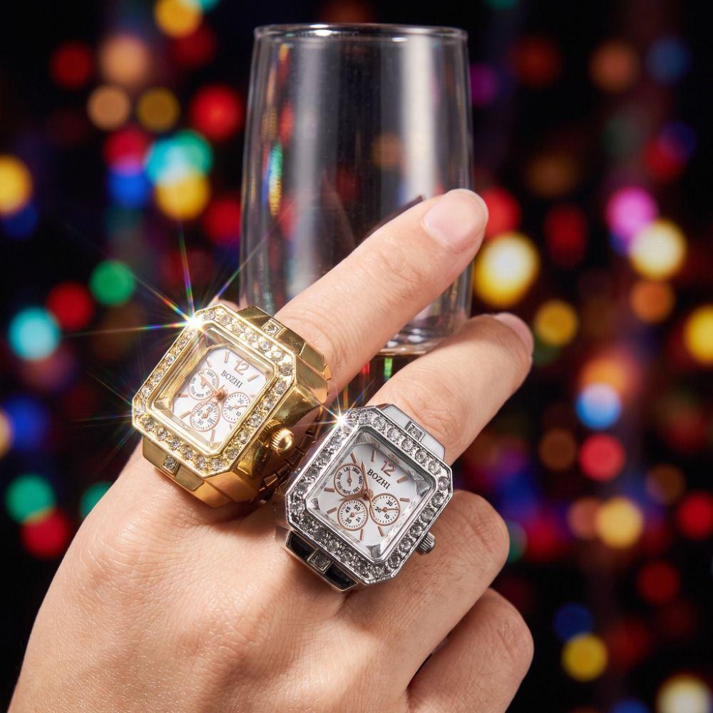 Punk Rings Jewelry Clock Heart Shape Finger Watch Ring Cool Roman Quartz Watch Women