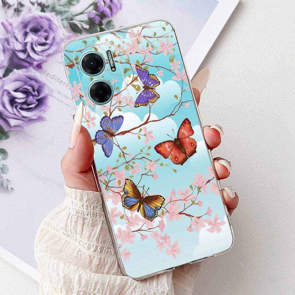 Clear For Redmi 10 5G 2022 Case Cover Luxury Butterfly Love Fashion Flowers Cool Lion Painted Casing 22041219G 22041219NY
