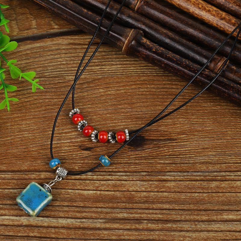 Ожерелье в китайском стиле в стиле ретро, ​​этническая бабочка-колокольчик из бисера, женская старинная длинная цепочка на ключицу