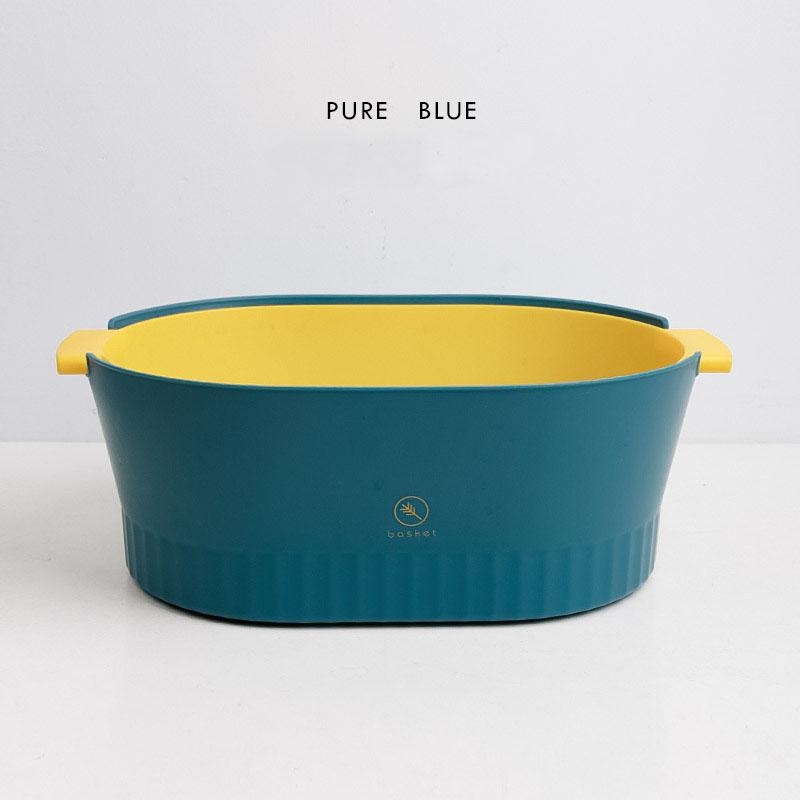 Большая утолщенная съемная раковина для мытья фруктов и овощей, бытовая двухслойная пластиковая корзина для хранения слива для кухни