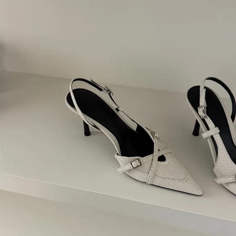 Женская обувь Летняя обувь Сексуальные босоножки с острым носком и высоким каблуком для леди Шпильки Модная обувь Ремешок с пряжкой Элегантные