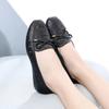 2025 Summer Mom Cowhide Leather Moccasins Woman Slip On Wedges Shoes Designer Breathable Hollow Out Bowtie Ballet Flats