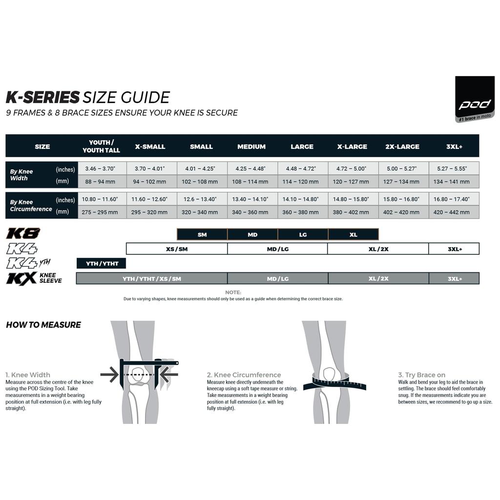 Pod K4 Knee Brace Left and Right Set C3176 2.0 White/Black XL/2XL K4024-058-XL/2X